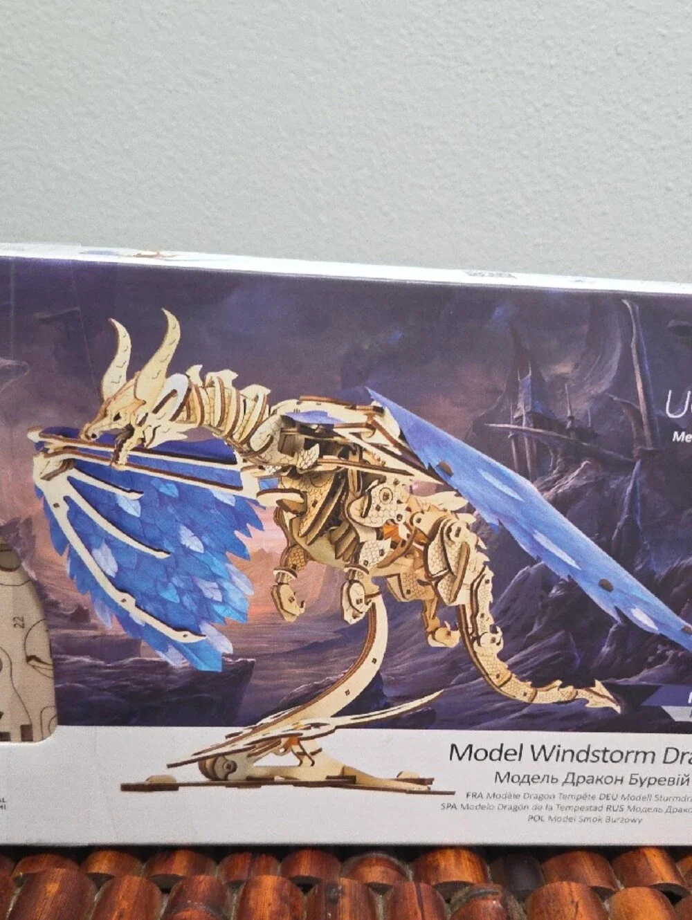 Windstorm Dragon Mechanical Model Kit - Blue & Natural Wood